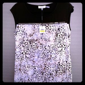 Calvin Klein NWT Animal Print Zipper Top  M